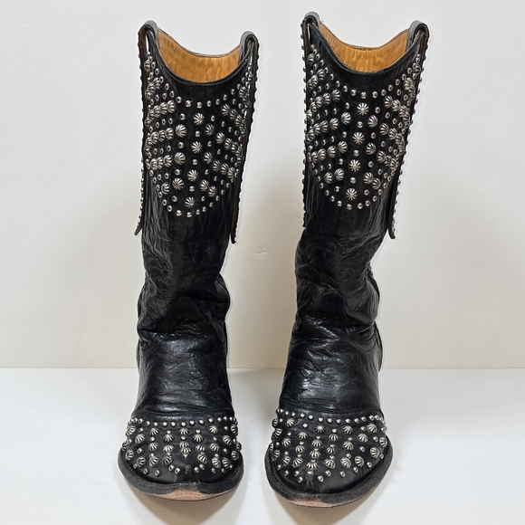 Old Gringo Leigh Anne Studded Leather Western Boots Vesuvio Black Size 9 - Picture 2 of 15